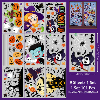 Spooktacular Halloween Window Stickers – Double-Sided Static Cling Décor for Glass Doors & Windows 👻🕷️ Kawaii Stickers