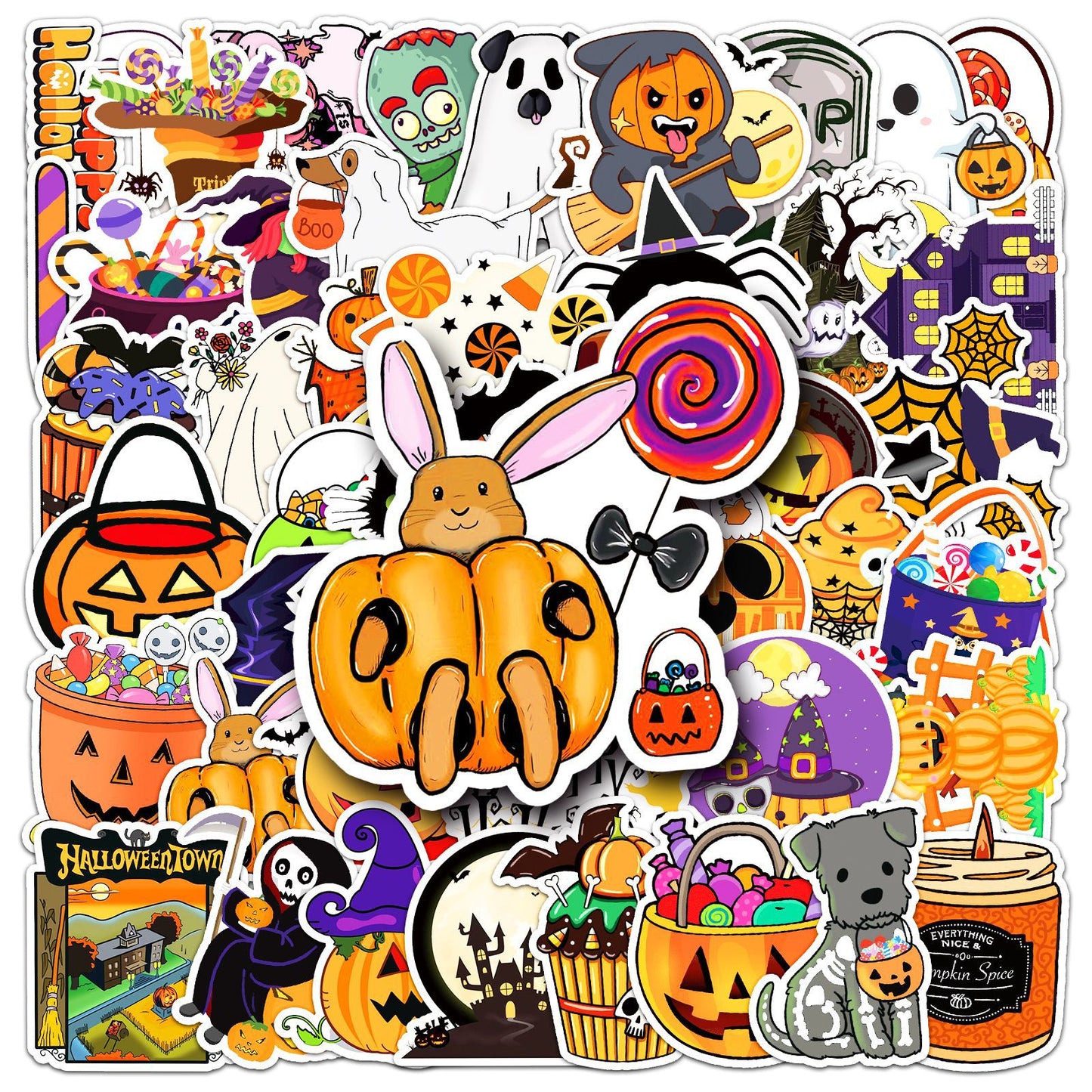 🎃 Halloween Stickers – 50PCS Waterproof Cartoon Graffiti Set for Kids & Adults 👻✨ Kawaii Stickers