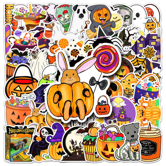 🎃 Halloween Stickers – 50PCS Waterproof Cartoon Graffiti Set for Kids & Adults 👻✨ Kawaii Stickers