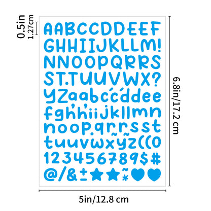 10PCS 0.5 Inch English Alphabet Stickers Small Size Decorative Scrapbook Letter Stickers Waterproof Stickers 0.5inch -Light Blue(P253) Kawaii Stickers