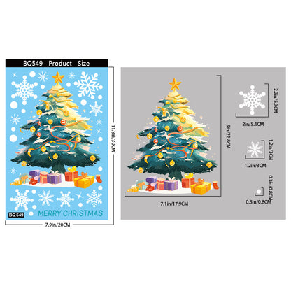 🎄 Christmas Stickers – Holiday Decorations with Christmas Tree, Snowman & Snowflake Window Clings 🎅 BQ549 Kawaii Stickers