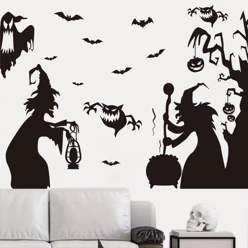 🎃 Halloween Stickers Ghost Witch Silhouette Party PVC Self-Adhesive Wall Decals 👻 Kawaii Stickers