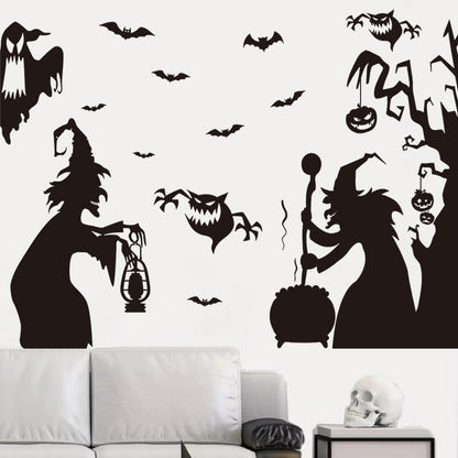 🎃 Halloween Stickers Ghost Witch Silhouette Party PVC Self-Adhesive Wall Decals 👻 Kawaii Stickers
