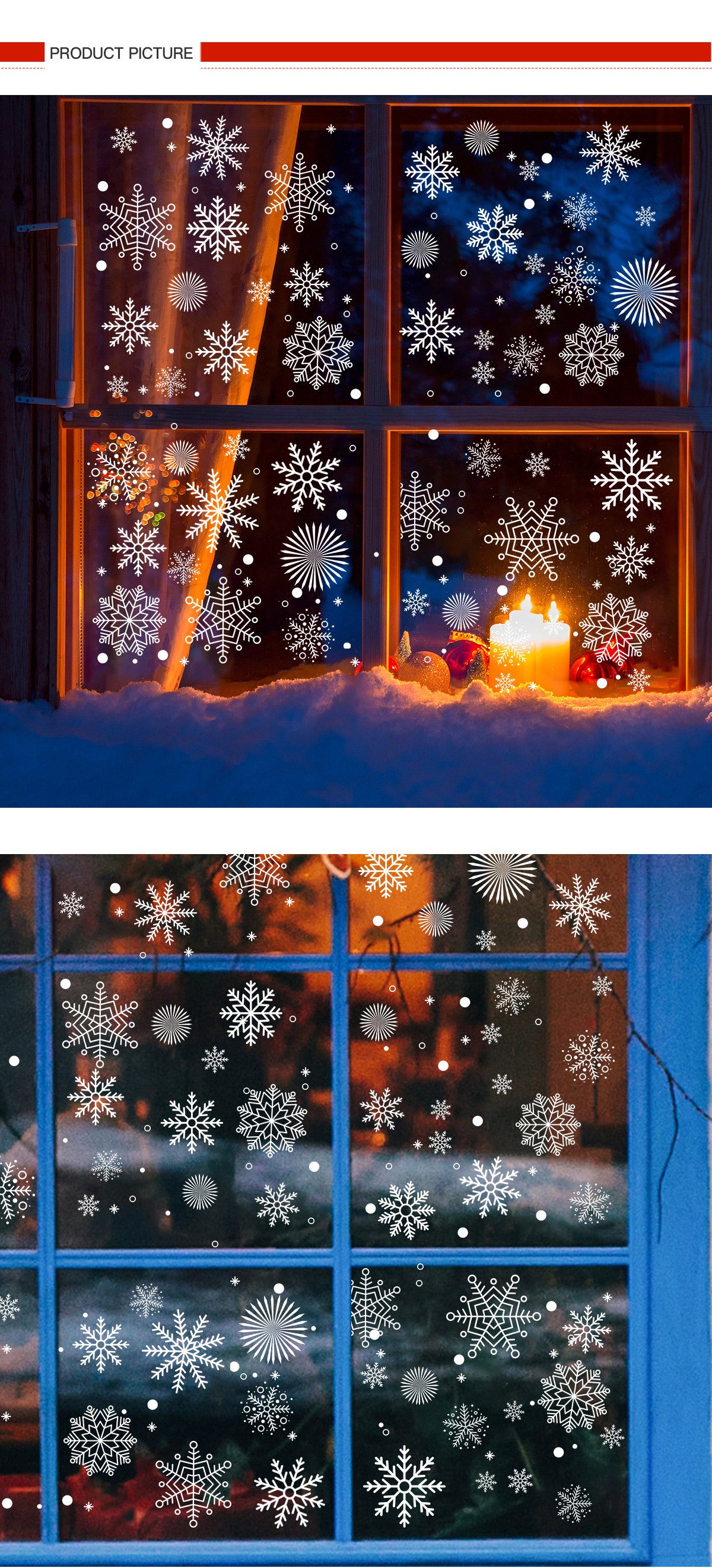 Snowflake Window Stickers ❄️ White Christmas Snowflakes for Glass Windows | Double-Sided Static Cling Snowflake Stickers Window Decor Kawaii Stickers