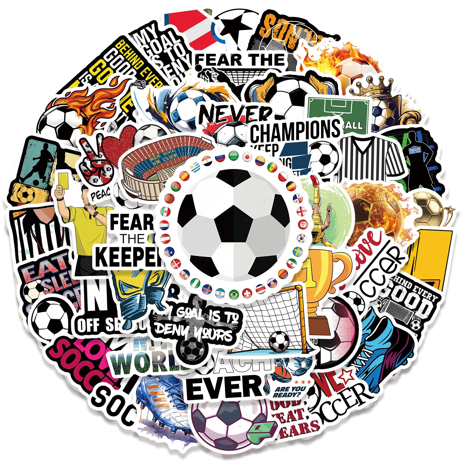 Football Stickers – 50Pcs Sport Designs – High-Definition Waterproof PVC – For Water Bottles, Laptops, Skateboards, Suitcases, Phones – Kawaii Stickers Kawaii Stickers