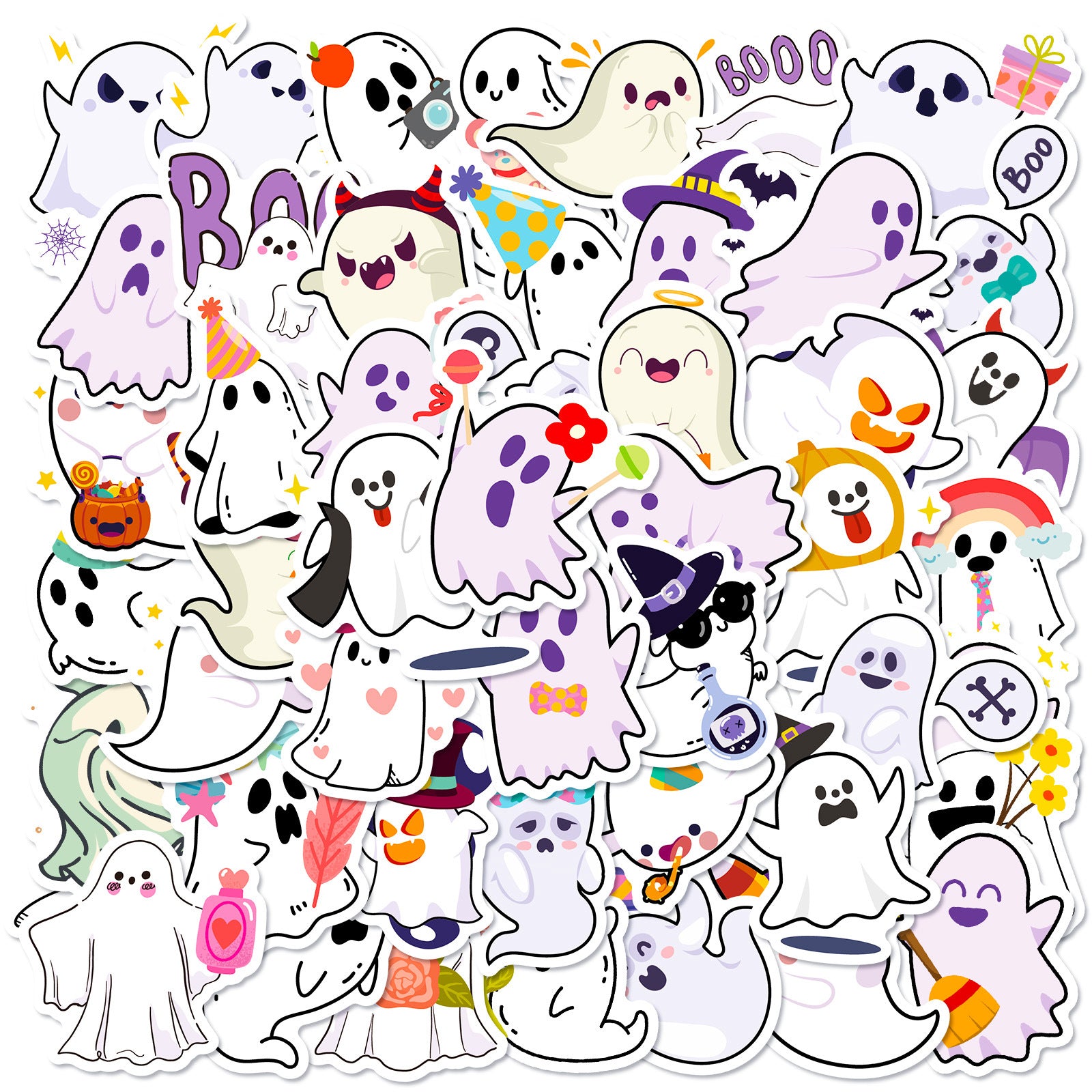 halloween stickers – Cute Ghost Stickers Set for Spooky DIY Decor