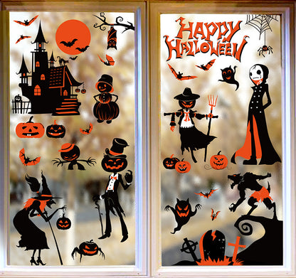 Spooktacular Halloween Window Stickers – Double-Sided Static Cling Décor for Glass Doors & Windows 👻🕷️ Kawaii Stickers