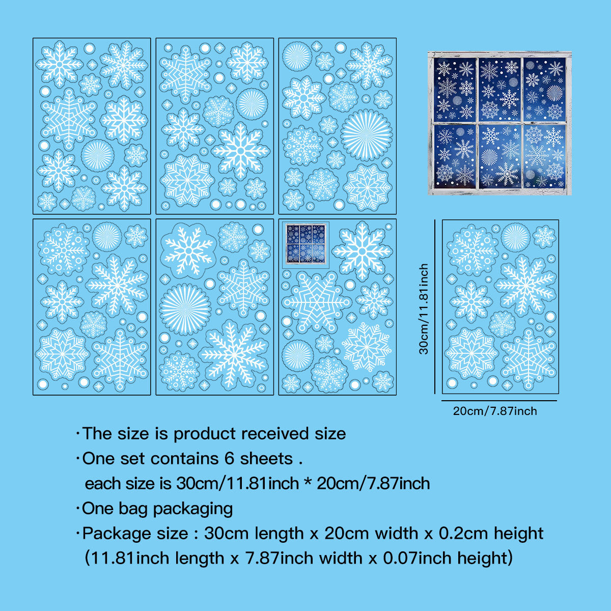 Snowflake Window Stickers ❄️ White Christmas Snowflakes for Glass Windows | Double-Sided Static Cling Snowflake Stickers Window Decor Kawaii Stickers