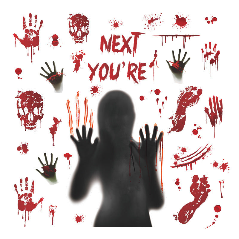 👻 Halloween Horror Bloody Handprint & Ghost Window Stickers – PVC Static Cling Decals 🎃 Kawaii Stickers