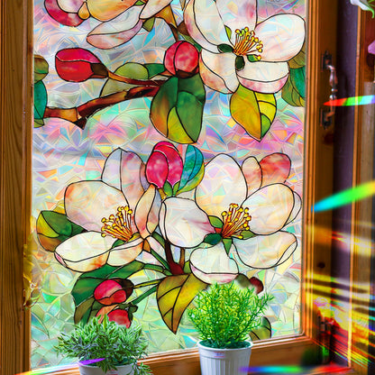 🌸 Holographic Magnolia Static Cling Window Stickers – Elegant Privacy & Easy Décor 🌸 Kawaii Stickers