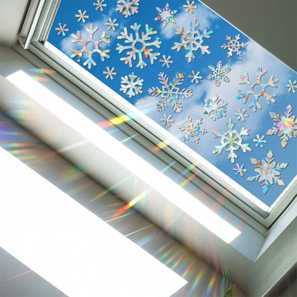 🎄 Holographic Snowflake Window Stickers – Christmas Reindeer & Festive Glass Decor ❄️✨ Kawaii Stickers