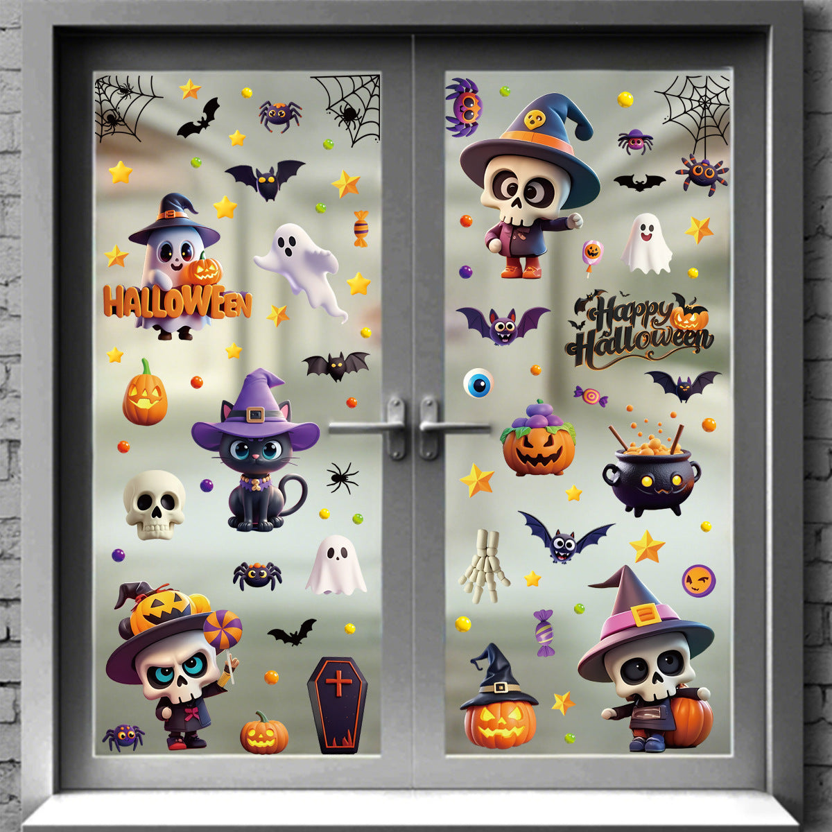 Spooky Halloween Window Stickers – Bats, Pumpkins & Ghosts 🎃🕸️ Kawaii Stickers