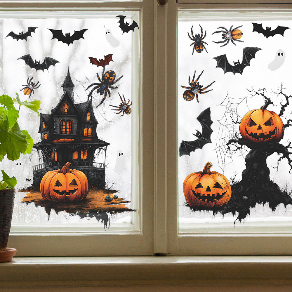 Halloween Cartoon Ghost Pumpkin Bat Static Window Stickers – No Glue 👻 Kawaii Stickers