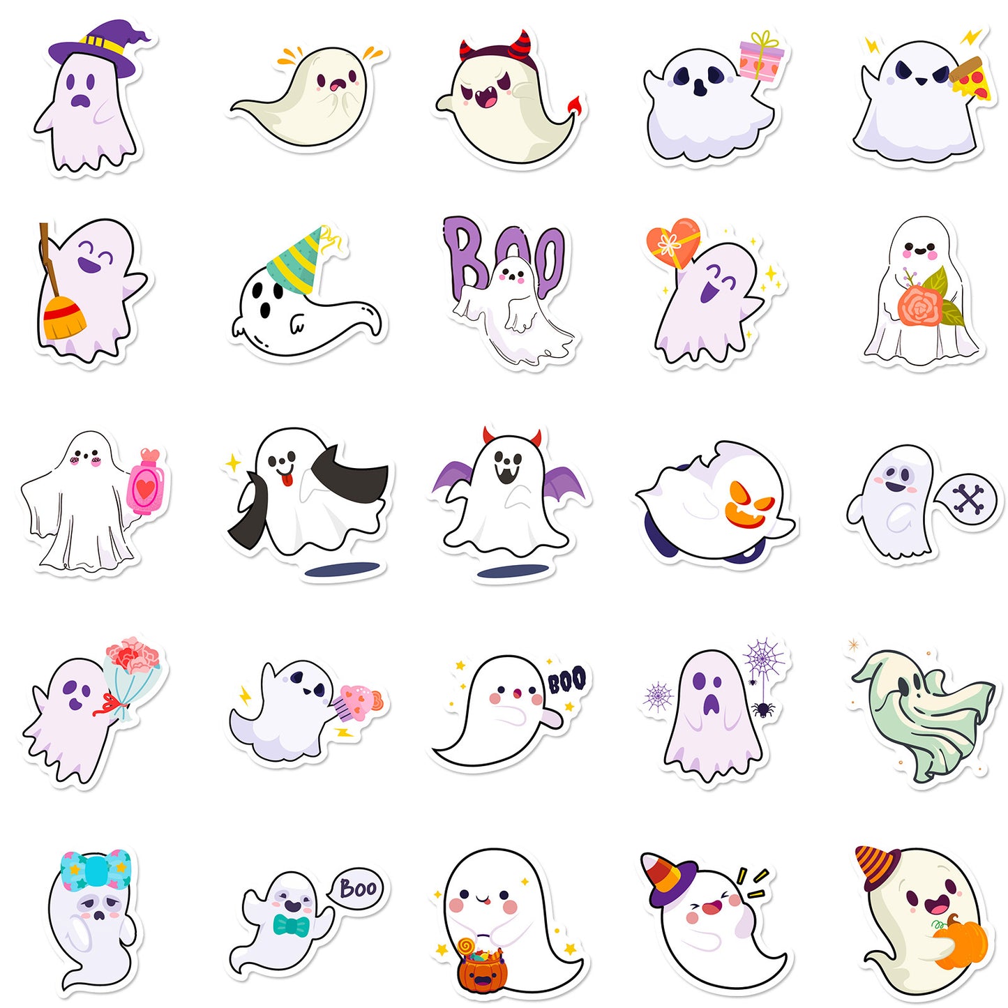 halloween stickers – Cute Ghost Stickers Set for Spooky DIY Decor