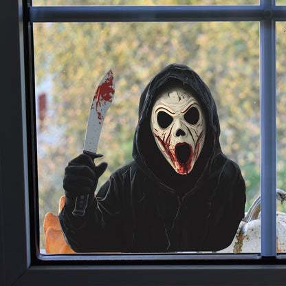 🎃 Halloween Horror Mask Man Static Cling Window Stickers 👻🪟💀 Kawaii Stickers