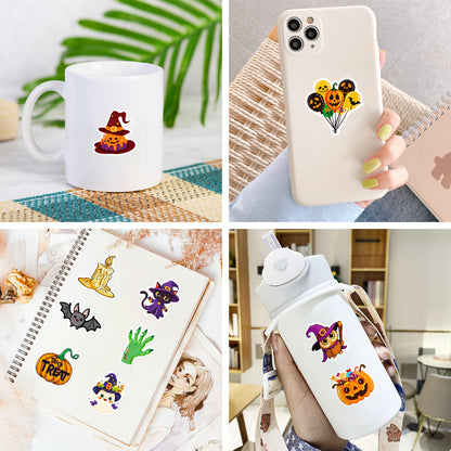 Halloween Stickers – 50Pcs Cute Ghost, Spider & Bat Cartoon DIY Stickers