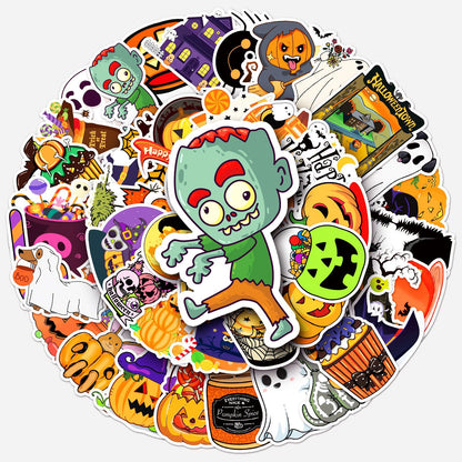 🎃 Halloween Stickers – 50PCS Waterproof Cartoon Graffiti Set for Kids & Adults 👻✨ Kawaii Stickers