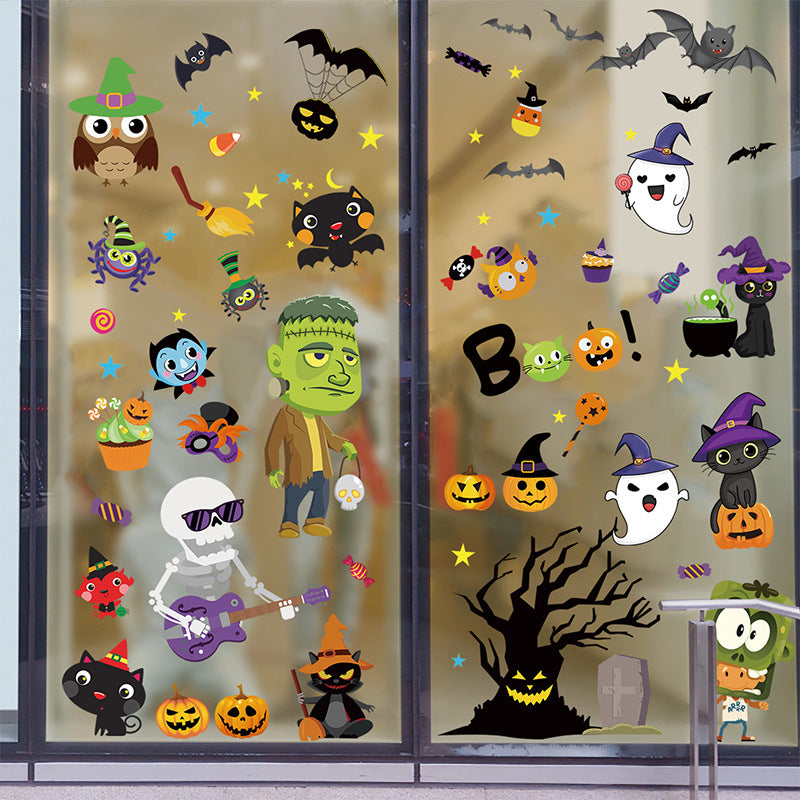 Halloween Window Stickers-Spooky Haunted Castle – Double-Sided Static Cling Ghost, Pumpkin & Zombie Glass Décor 👻🕸️ Kawaii Stickers