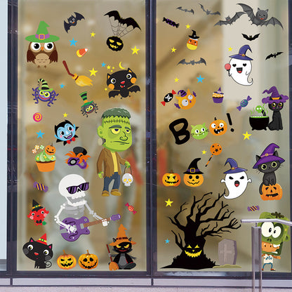 Halloween Window Stickers-Spooky Haunted Castle – Double-Sided Static Cling Ghost, Pumpkin & Zombie Glass Décor 👻🕸️ Kawaii Stickers