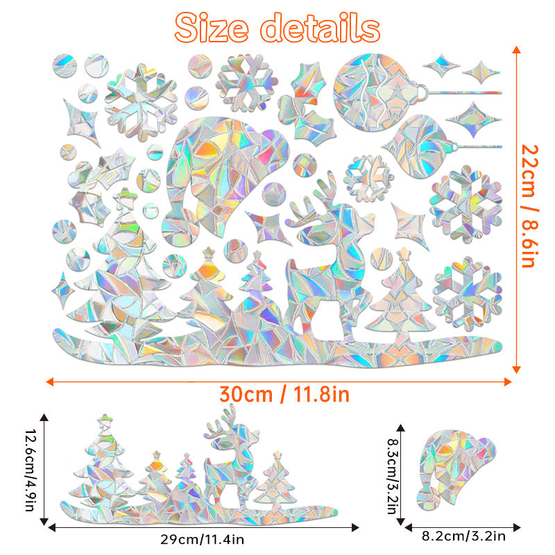 🎄 Holographic Snowflake Window Stickers – Christmas Reindeer & Festive Glass Decor ❄️✨ Christmas deer-014 22*30cm Kawaii Stickers