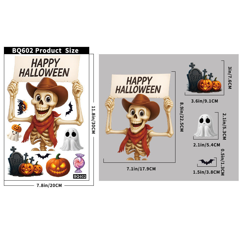 💀 Halloween Skull & Pumpkin Glass Window Stickers – Spooky Fun Decor 🎃 BB339 Kawaii Stickers