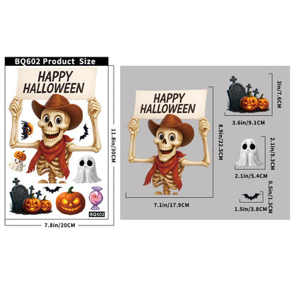 💀 Halloween Skull & Pumpkin Glass Window Stickers – Spooky Fun Decor 🎃 BB339 Kawaii Stickers