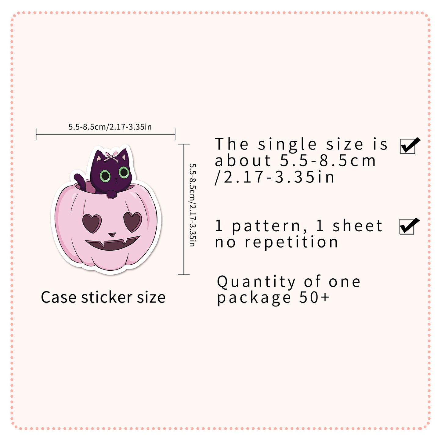 Halloween Stickers | 50pcs Pink Halloween Cute Sticker Set for DIY & Decoration