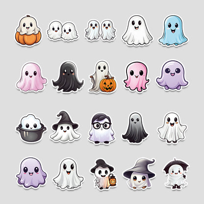 Halloween Stickers Set –Cute Ghost Designs for DIY Lovers (50pcs)