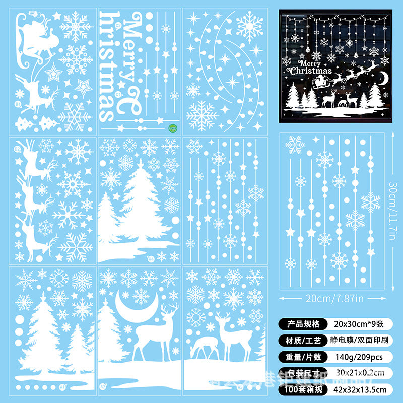 🎄 White & Blue Snowflake Window Stickers – Static Cling Christmas Window Decals for Holiday Decor 🎄 Kawaii Stickers