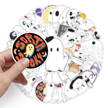 Halloween Stickers – Minimal Ghost Graffiti Decal Set(50pcs)