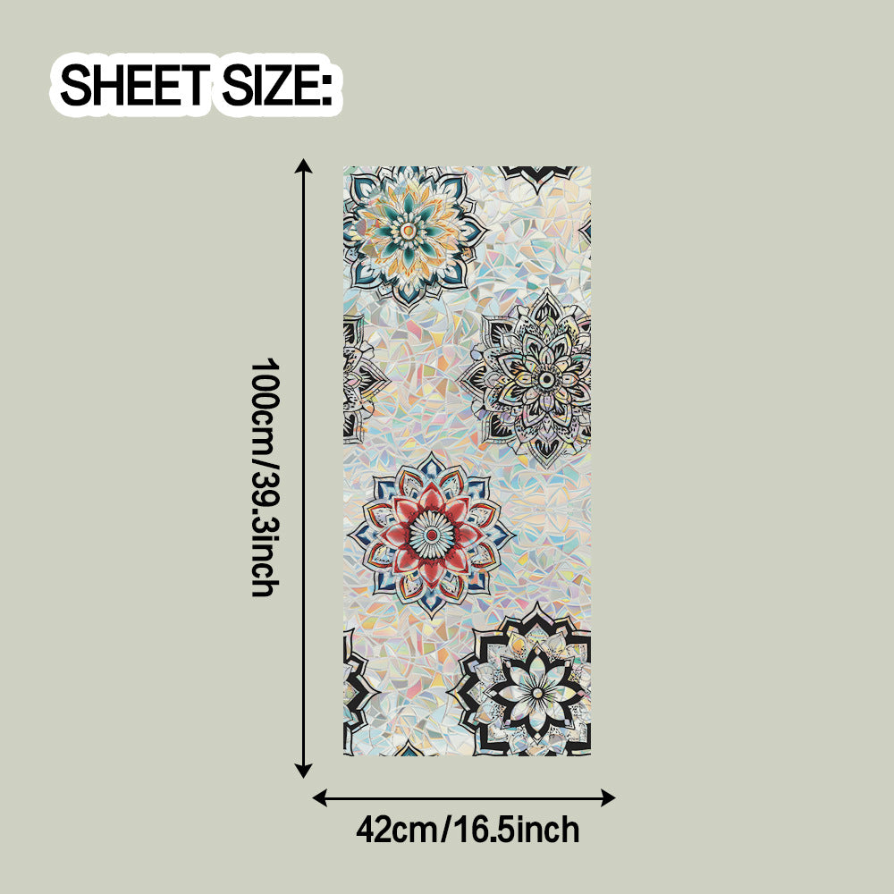 🌸 Holographic Mandala Flower Window Stickers – Colorful & Mindful Home Decor 🌸 42*100cm Kawaii Stickers