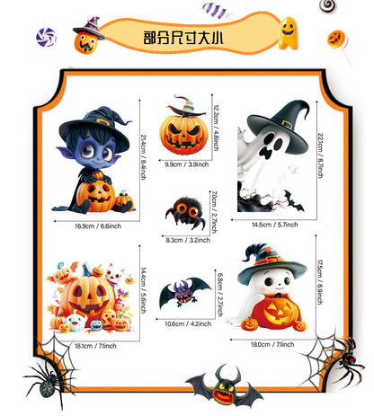 🎃 Halloween Window Stickers – Cute Ghosts & Pumpkins 👻🕸️ Kawaii Stickers
