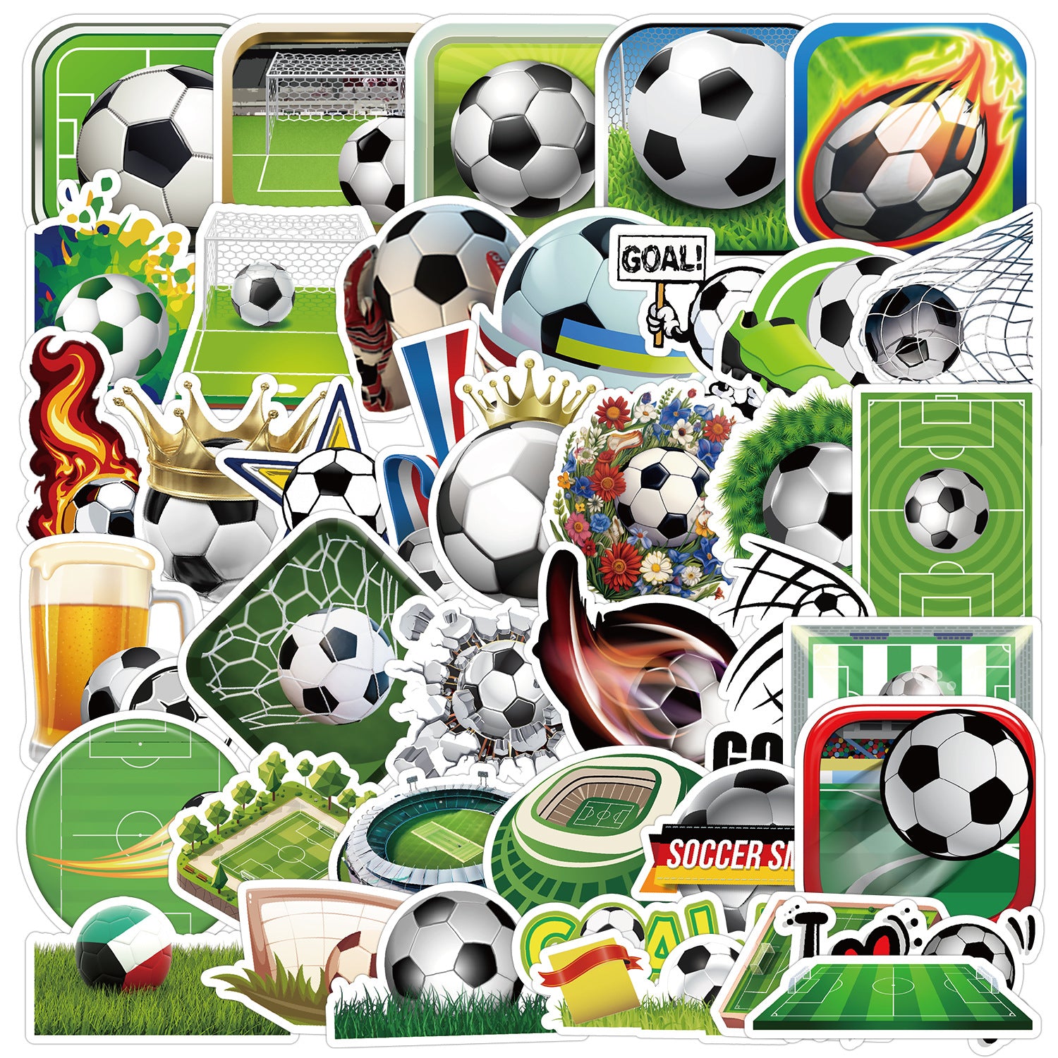 Football Stickers – 50Pcs Sport Designs – High-Definition Waterproof PVC – For Water Bottles, Laptops, Skateboards, Suitcases, Phones – Kawaii Stickers Kawaii Stickers