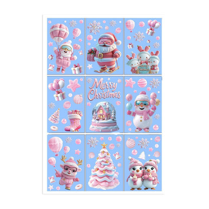 Cute Pink Christmas Window Stickers for Holiday Decor