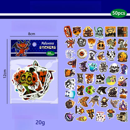 🎃 50 Halloween Stickers – Skulls, Pumpkins, Witches, Grim Reapers & Black Cats 🖤 A Kawaii Stickers