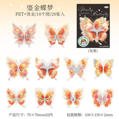 20pcs Butterfly stickers – Scrapbook & Craft Decoration – Kawaii Stickers Orange butterfly stickers Kawaii Stickers