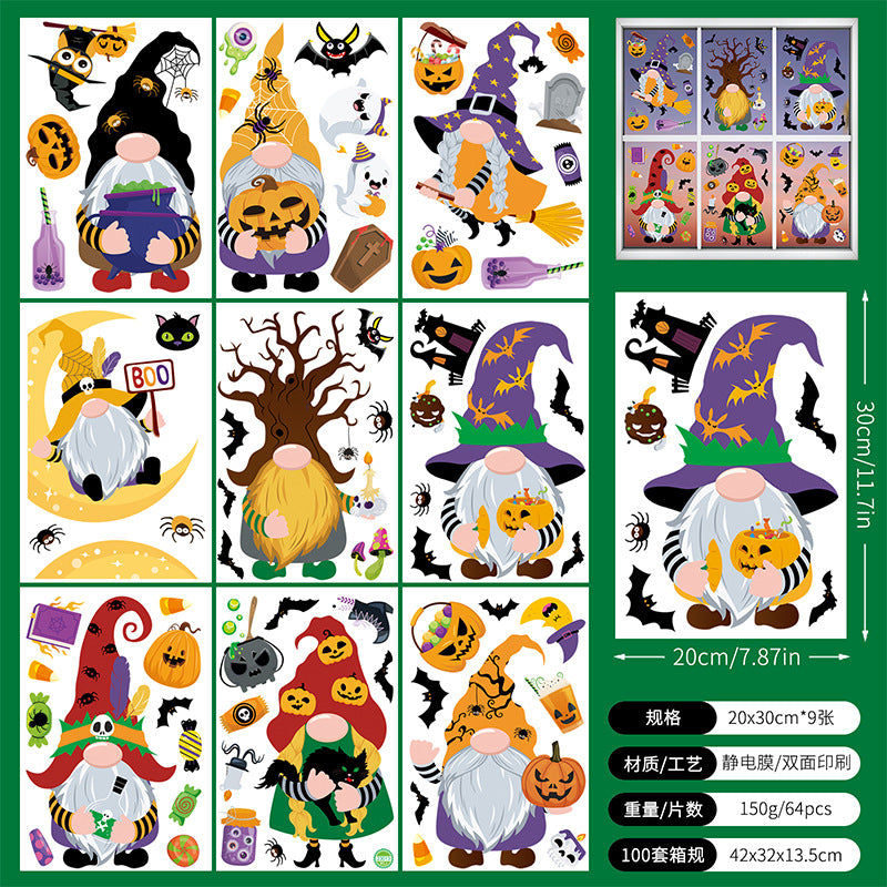 🎃✨ Latest Halloween Window Stickers – Static-Cling Glass Decals with Pumpkins, Bats, Ghosts & Gnomes – Double-Sided Party Decorations Halloween Window Stickers-20 20*30*9 Kawaii Stickers