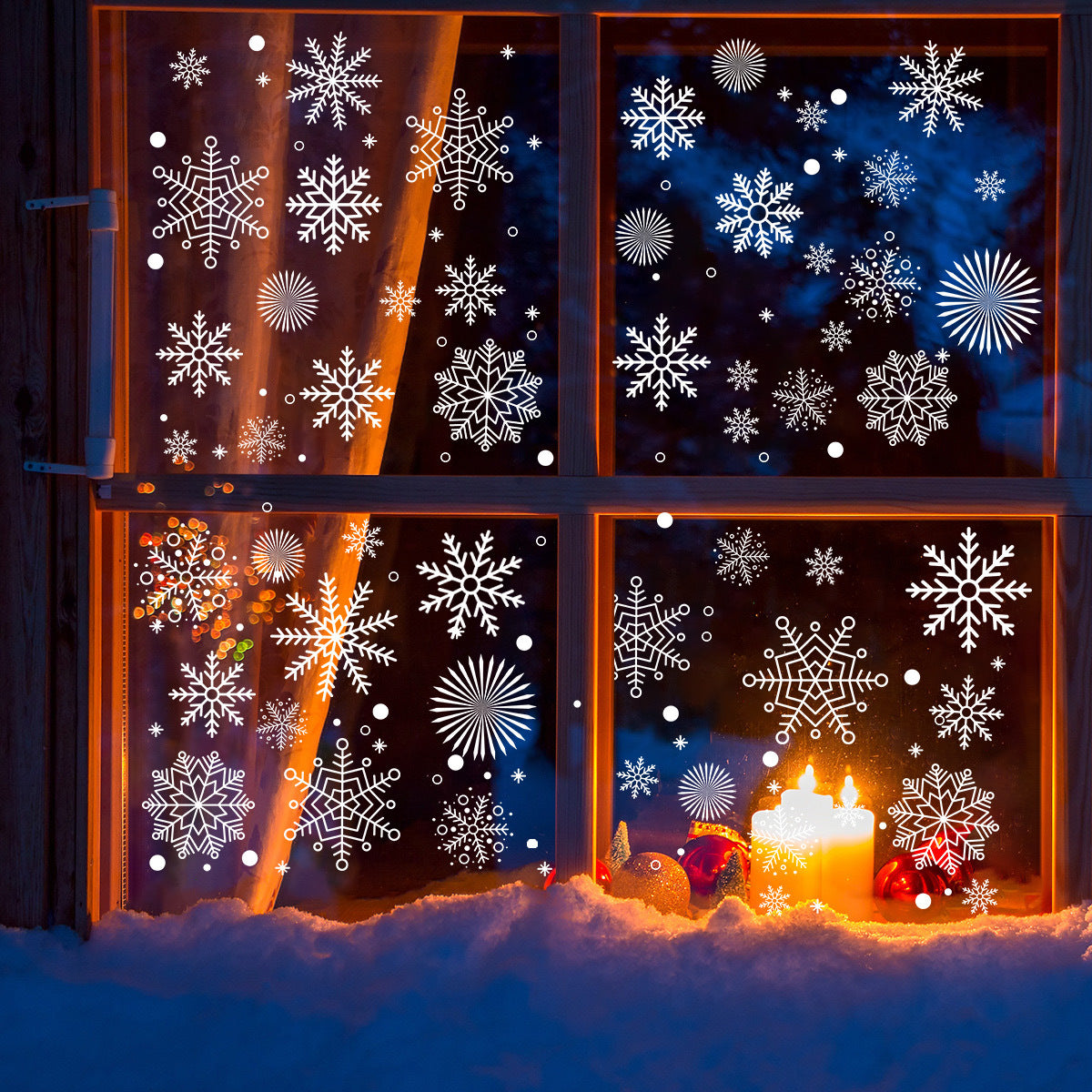 Snowflake Window Stickers ❄️ White Christmas Snowflakes for Glass Windows | Double-Sided Static Cling Snowflake Stickers Window Decor Kawaii Stickers
