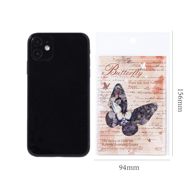 40PCS Butterfly Sticker Book – White Ink & Color Ink Botanical Collection – Scrapbook & Journal Vinyl Decals Kawaii Stickers