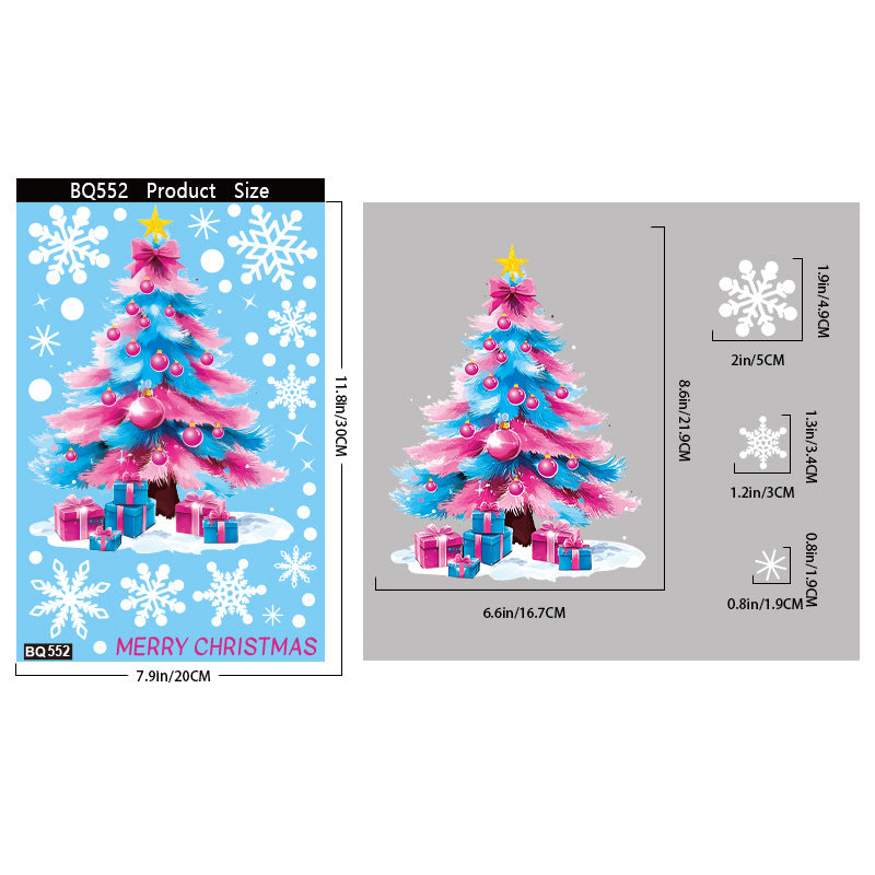 🎄 Christmas Stickers – Holiday Decorations with Christmas Tree, Snowman & Snowflake Window Clings 🎅 BQ552 Kawaii Stickers