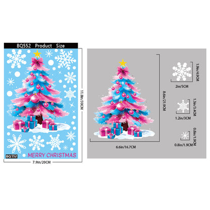 🎄 Christmas Stickers – Holiday Decorations with Christmas Tree, Snowman & Snowflake Window Clings 🎅 BQ552 Kawaii Stickers