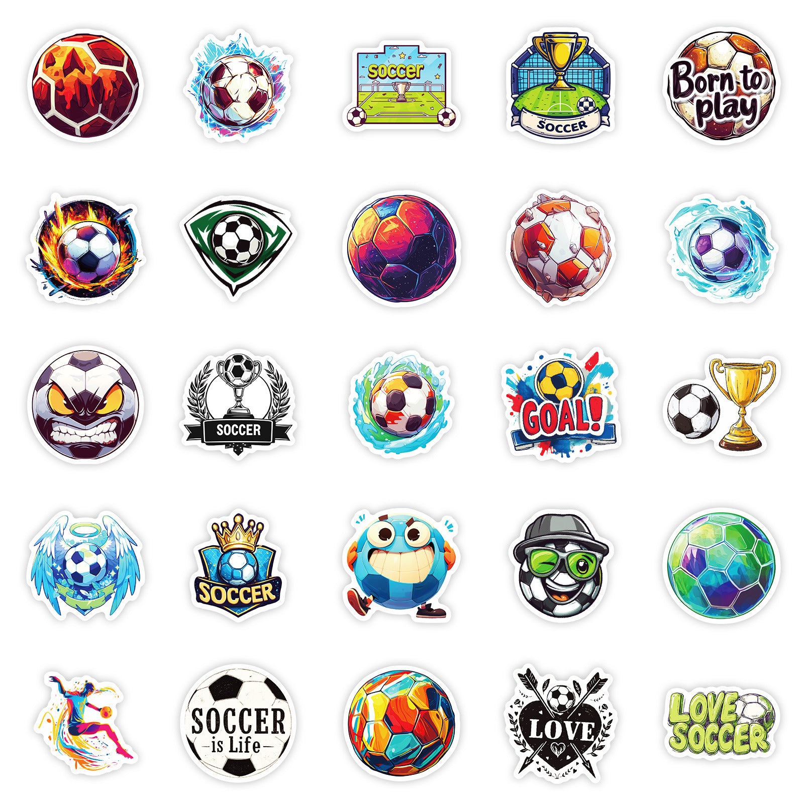 50PCS Football Stickers ⚽ Graffiti Sport Pack – Waterproof & Cool Kawaii Stickers