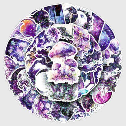 ✨ 50 pcs Holographic Stickers Halloween Witch Stickers – Magic Laser PVC Waterproof Set ✨🎃🧙‍♀️ Kawaii Stickers