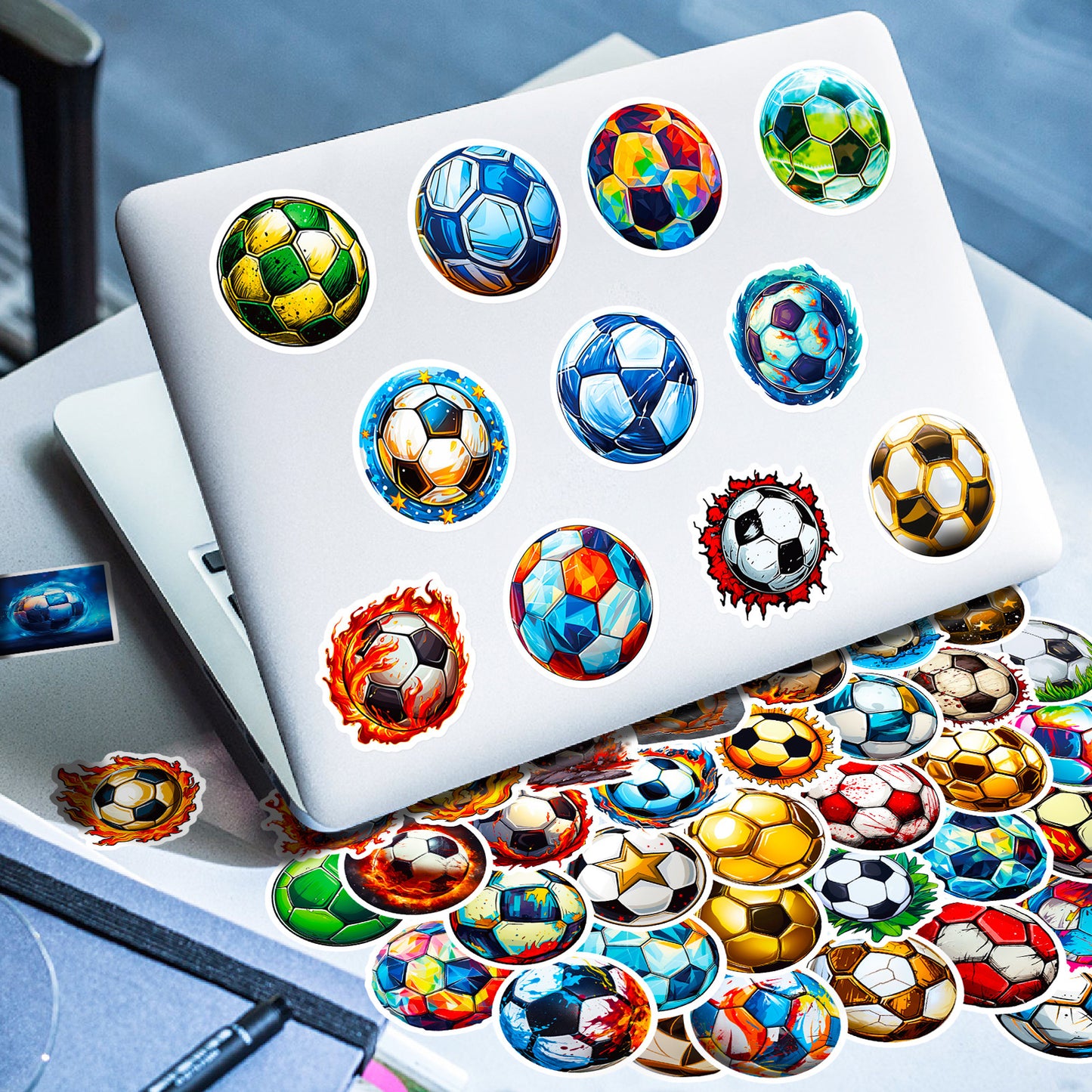 ⚽️ 50Pcs Football Stickers – Cool Waterproof PVC for Bottles, Laptops & More Kawaii Stickers