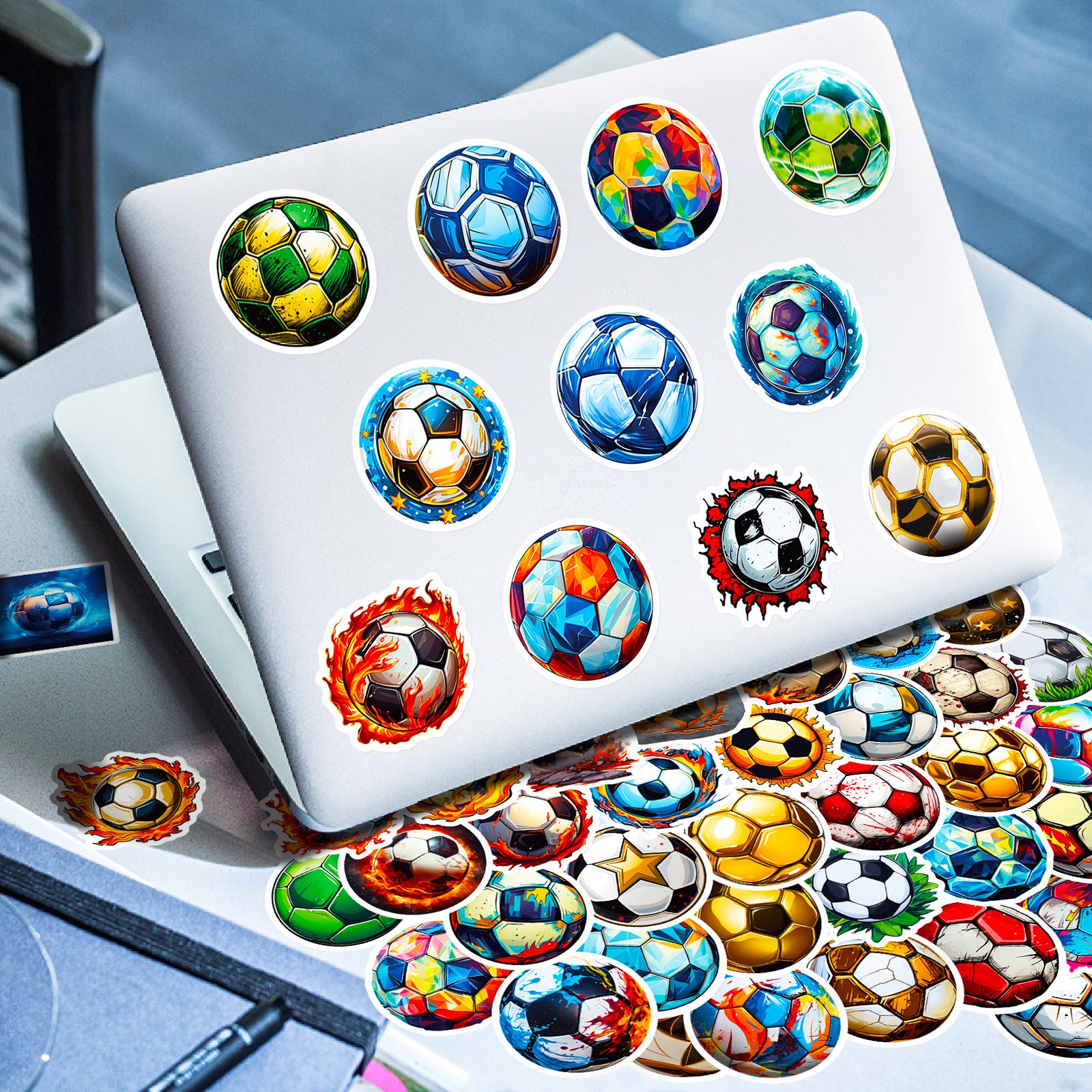 ⚽️ 50Pcs Football Stickers – Cool Waterproof PVC for Bottles, Laptops & More Kawaii Stickers