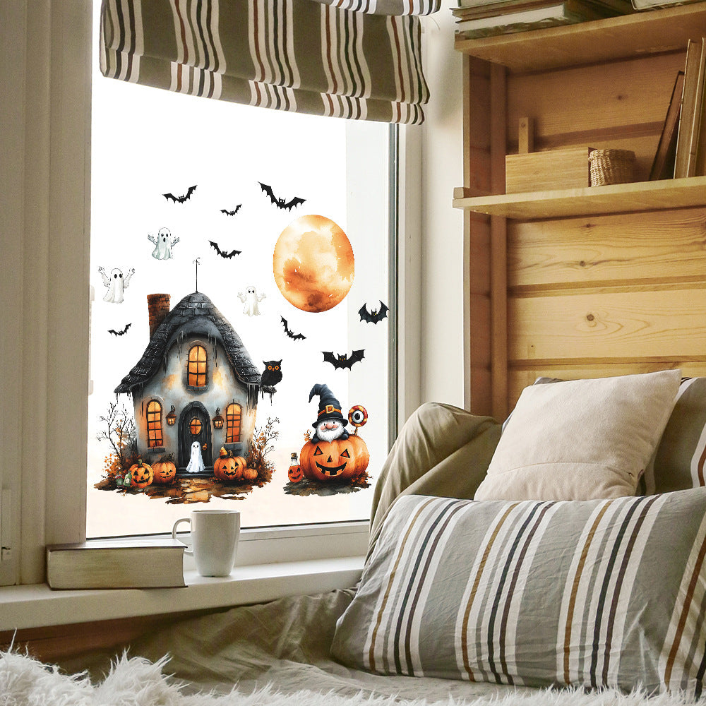 🎃 Halloween Painted House Static Window Stickers – No Glue, Just Spooky Fun 👻 Kawaii Stickers