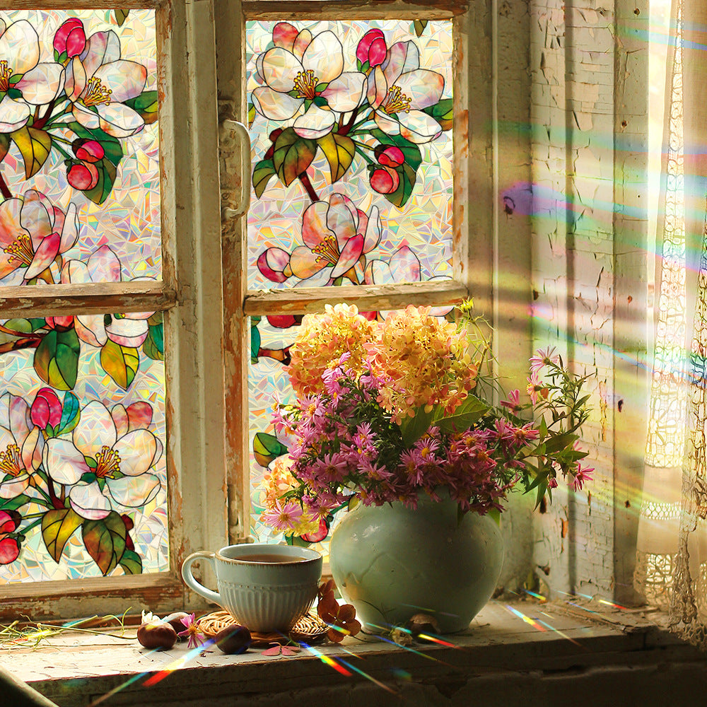 🌸 Holographic Magnolia Static Cling Window Stickers – Elegant Privacy & Easy Décor 🌸 Kawaii Stickers