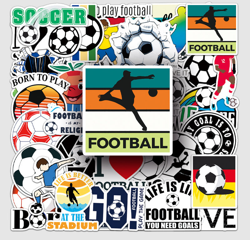Football Stickers – 50Pcs Sport Designs – High-Definition Waterproof PVC – For Water Bottles, Laptops, Skateboards, Suitcases, Phones – Kawaii Stickers Kawaii Stickers