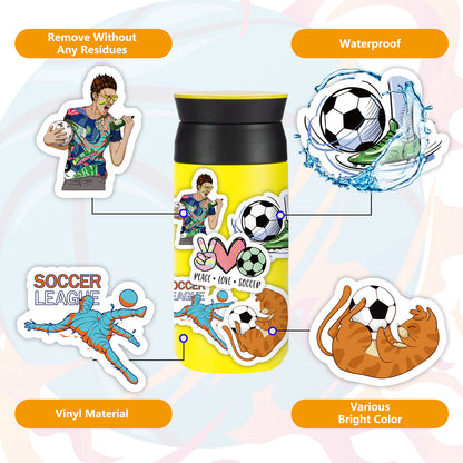 ⚽ 50PCS Football Stickers – Waterproof PVC World Cup Stars & Trophy Pack – Cool Stickers for Water Bottles, Laptops & iPhones Kawaii Stickers