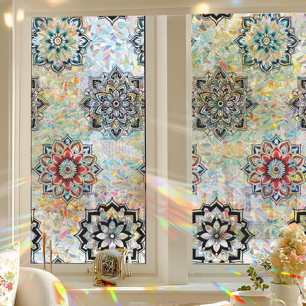 🌸 Holographic Mandala Flower Window Stickers – Colorful & Mindful Home Decor 🌸 Kawaii Stickers